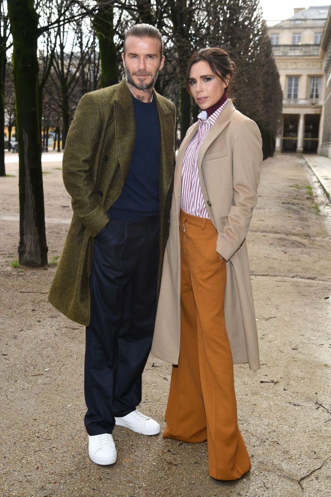 PARIS, FRANCE - JANUARY 18: David Beckham and Victoria Beckham attend the Louis Vuitton Menswear Fall/Winter 2018-2019 show as part of Paris Fashion Week on January 18, 2018 in Paris, France. (Photo by Pascal Le Segretain/Getty Images)