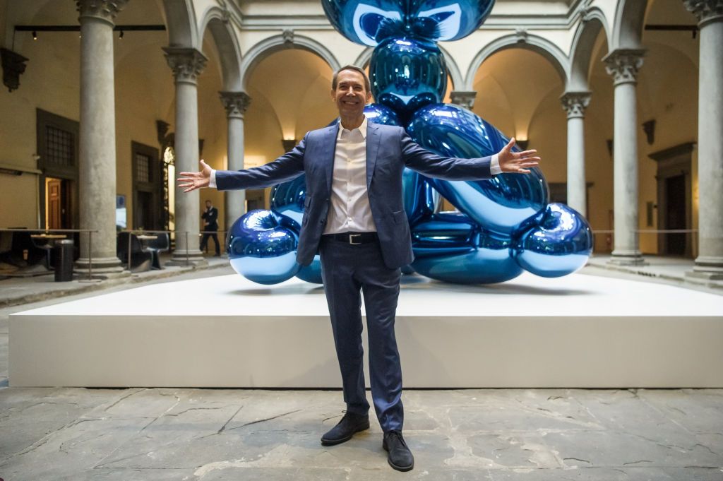 FLORENCE, ITALY - SEPTEMBER 30: Artist Jeff Koons attends a press conference to present the exhibition Jeff Koons "Shine" in Palazzo Strozzi on September 30, 2021 in Florence, Italy. (Photo by Laura Lezza/Getty Images)