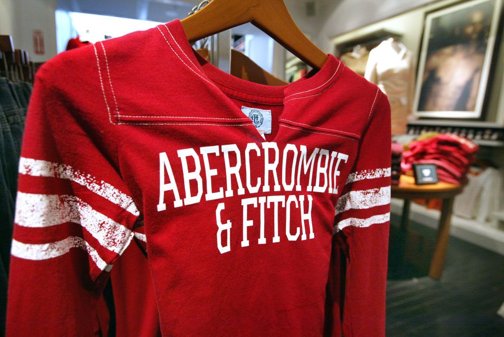 CHICAGO - DECEMBER 8: Abercrombie & Fitch clothing is displayed in one of its stores December 8, 2003 in Chicago, Illinois. A recent report claims that Abercrombie & Fitch discriminates against sales representatives based on their "attractiveness." They have also decided to remove its Christmas catalog, which some claim featured sexually explicit images, from its store shelves. (Photo by Tim Boyle/Getty Images)