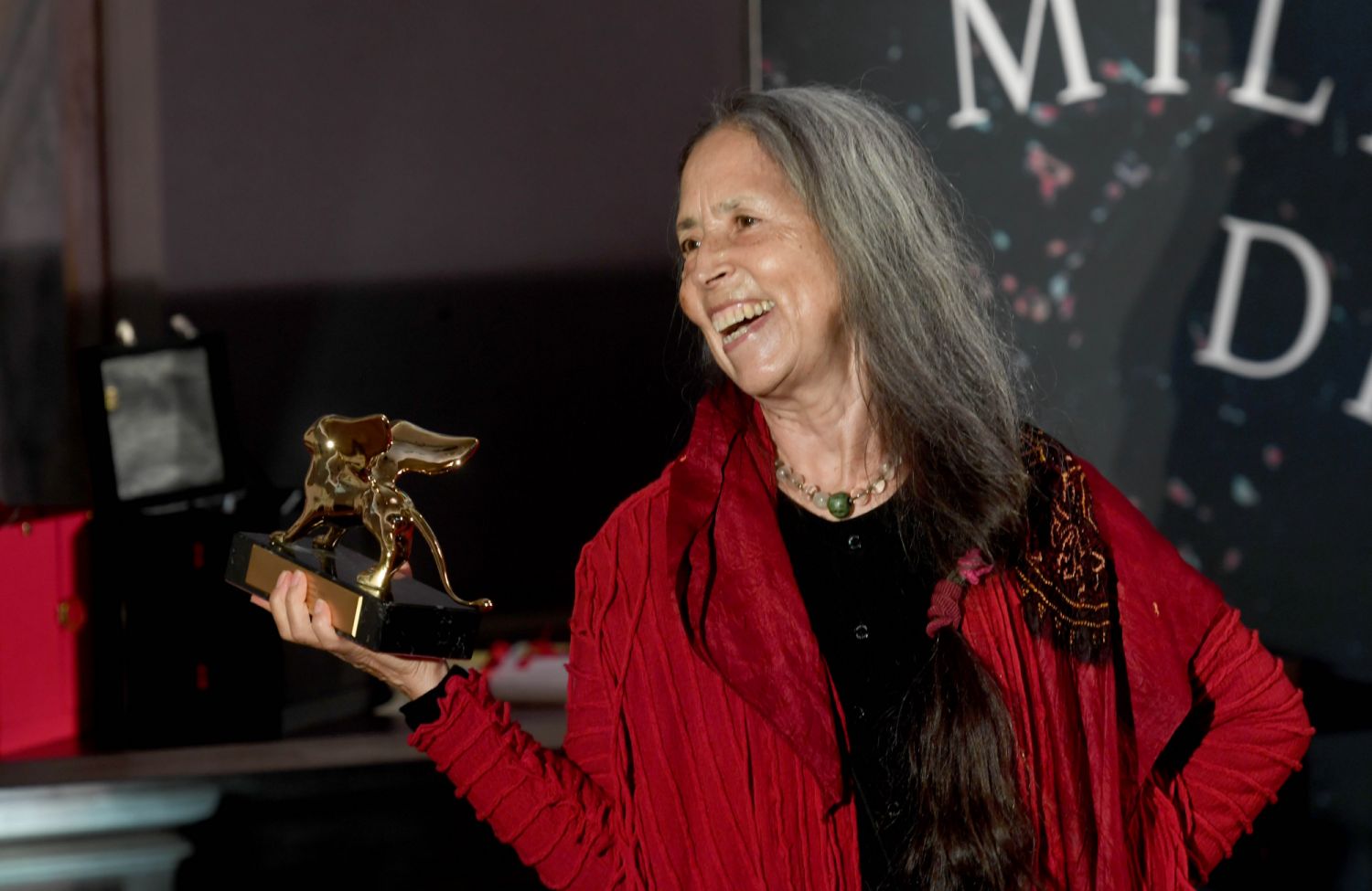 23 April 2022, Italy, Venedig: A Golden Lion for her life's work was awarded to the artist Cecilia Vicuna at the opening of the 59th Art Biennale. The Biennale Arte, which takes place every two years, is regarded worldwide as the oldest and, after Documenta in Kassel, the most important international forum for contemporary visual art. Photo: Felix HÃ¶rhager/dpa (Photo by Felix HÃ¶rhager/picture alliance via Getty Images)