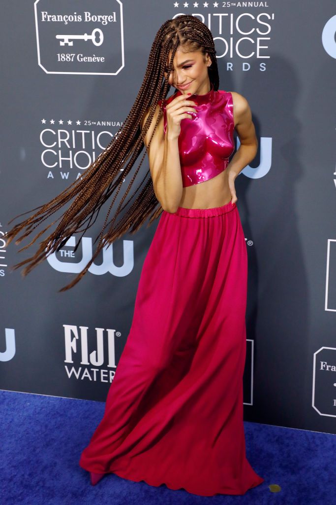 SANTA MONICA, CALIFORNIA - JANUARY 12: Zendaya attends the 25th Annual Critics' Choice Awards at Barker Hangar on January 12, 2020 in Santa Monica, California. (Photo by Taylor Hill/Getty Images)