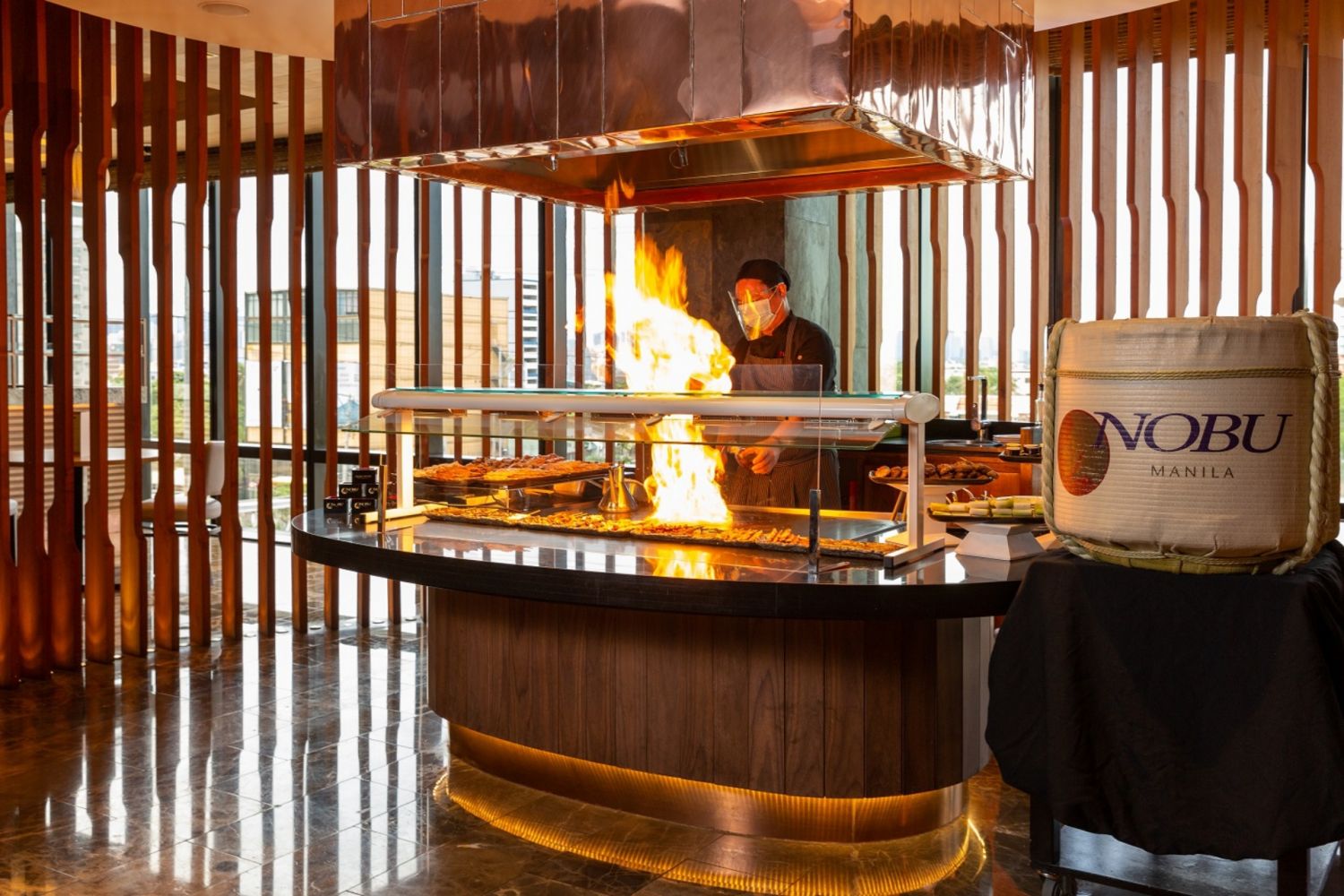 The kushiyaki station in action, at Nobu Sunday brunch