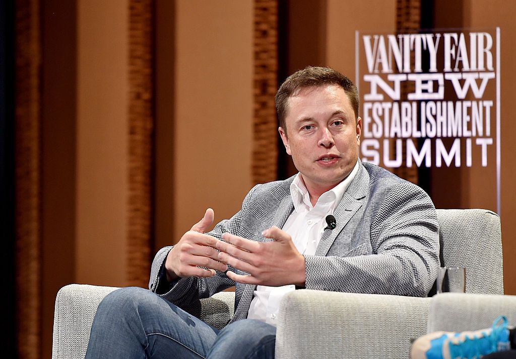 SAN FRANCISCO, CA - OCTOBER 06: Tesla Motors CEO and Product Architect Elon Musk speaks onstage during "What Will They Think of Next? Talking About Innovation" at the Vanity Fair New Establishment Summit at Yerba Buena Center for the Arts on October 6, 2015 in San Francisco, California. (Photo by Mike Windle/Getty Images for Vanity Fair)