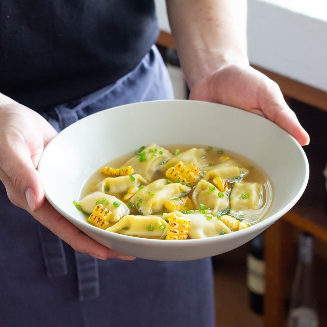 Pork Agnolotti in Broth with Pork Mousse, Bacon & Sweet Corn (Photo: Instagram/@tableandapron)