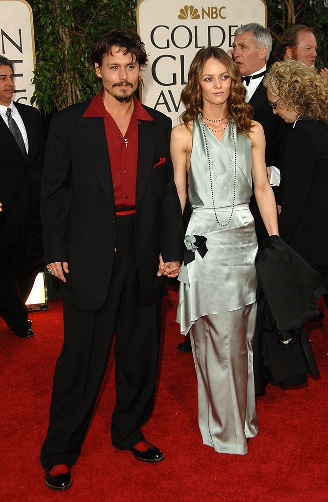 Johnny Depp and Vanessa Paradis during The 63rd Annual Golden Globe Awards - Arrivals at Beverly Hilton Hotel in Beverly Hills, California, United States. (Photo by George Pimentel/WireImage)