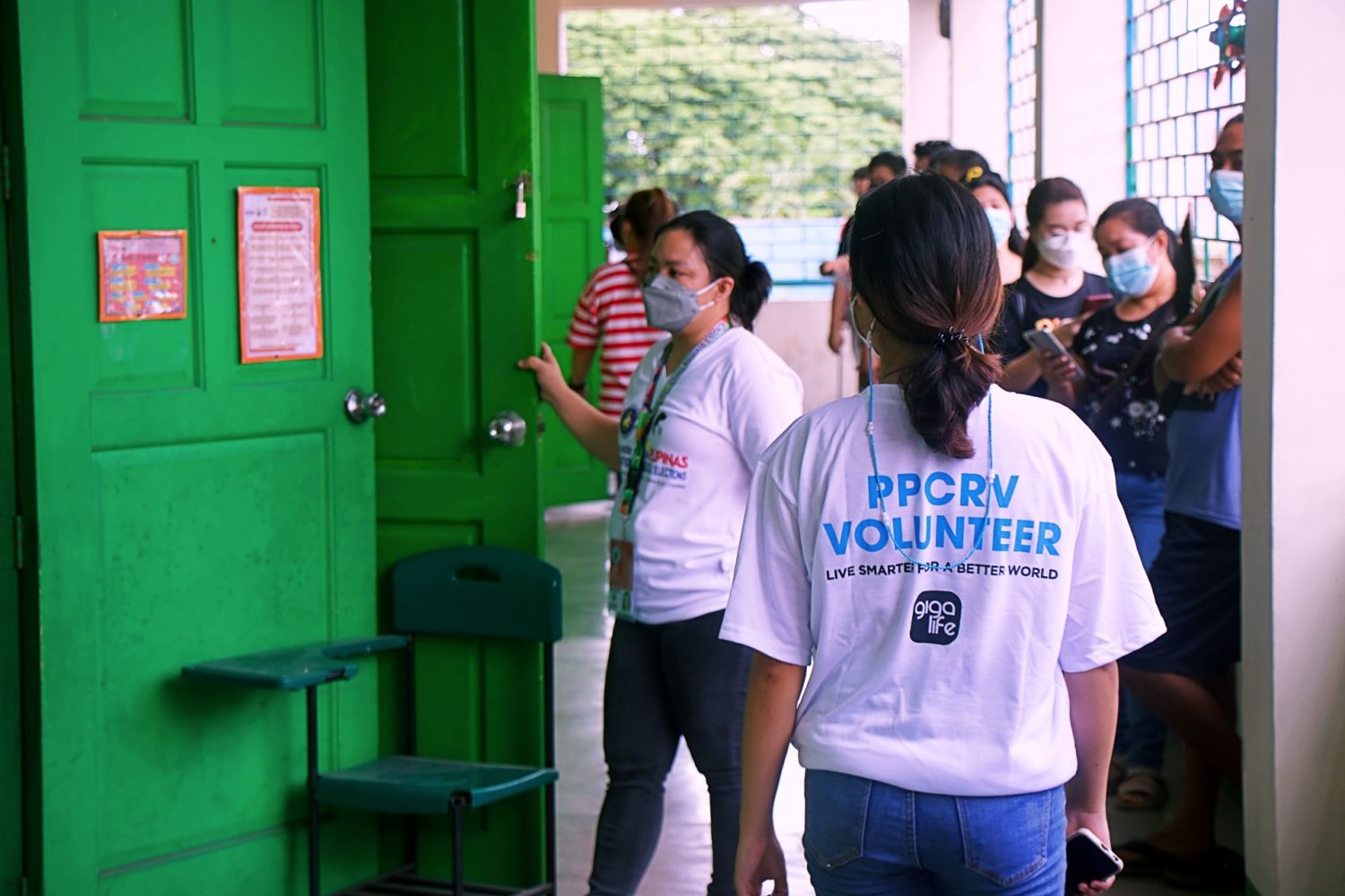 The PPCRV youth volunteers of the Our Lady of Fatima Parish, Diocese of Novaliches, assigned at Urduja Elementary School, Caloocan City