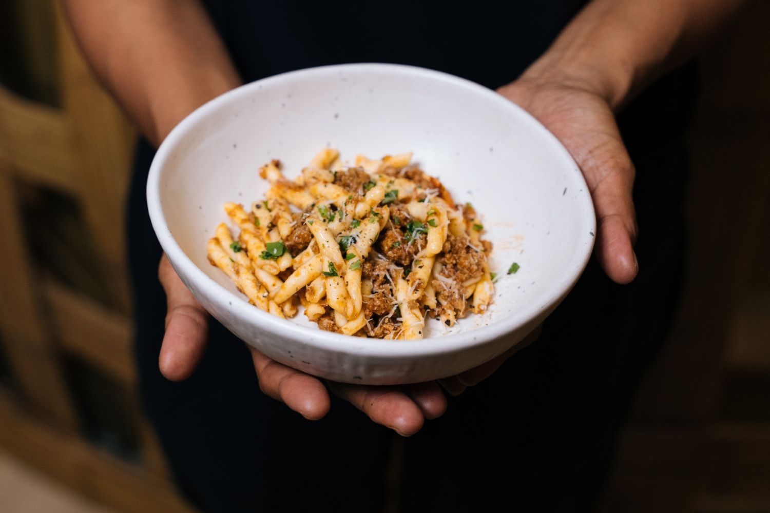 Strozzapretti Pasta con Lamb Ragù