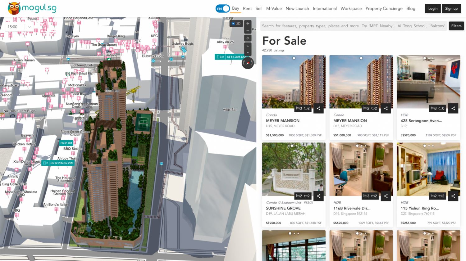 新加坡房地產平台 Mogul.sg 提供 Meyer Mansion和其他房地產 3D 地圖