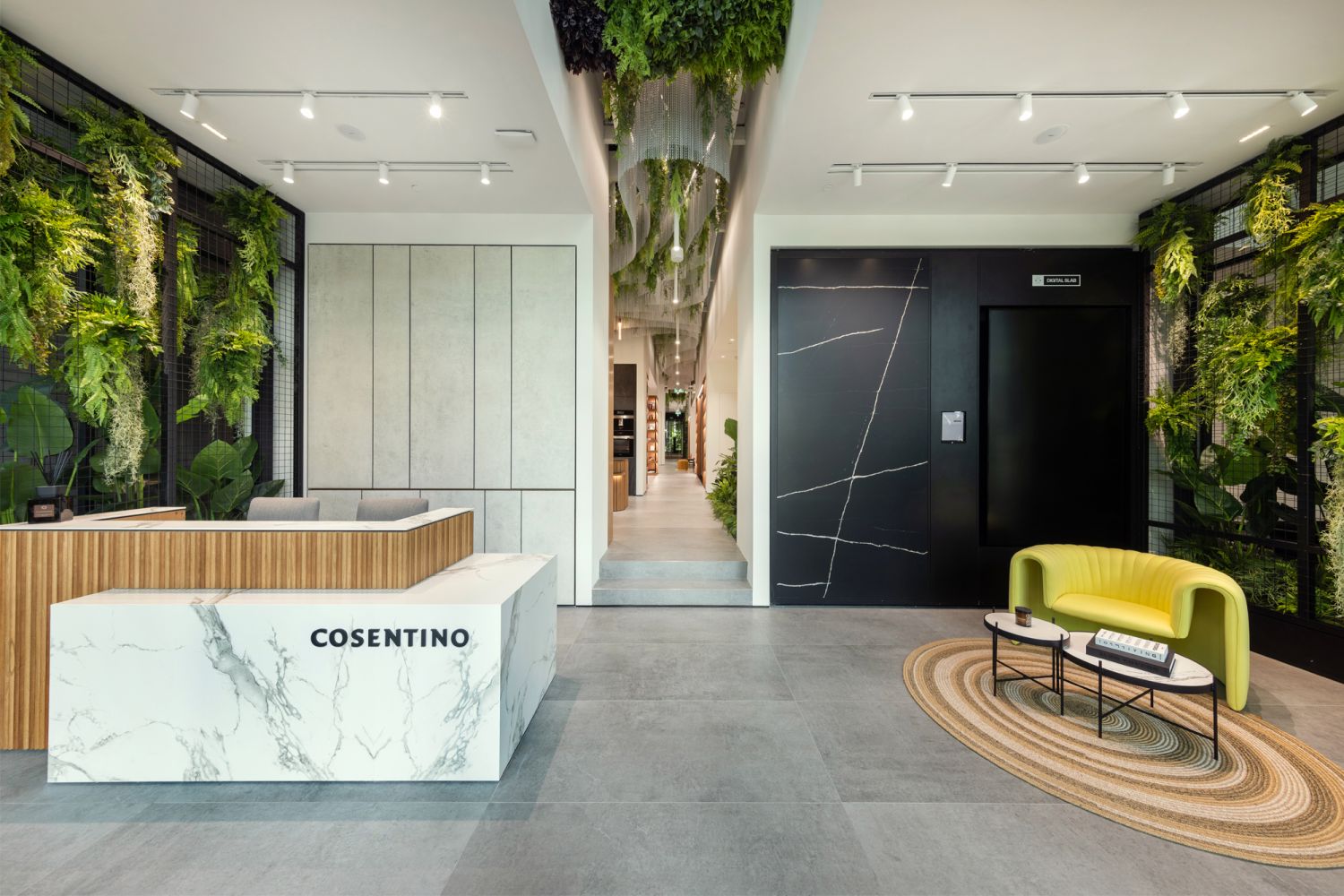 The welcome area within the showroom exudes an inviting air
