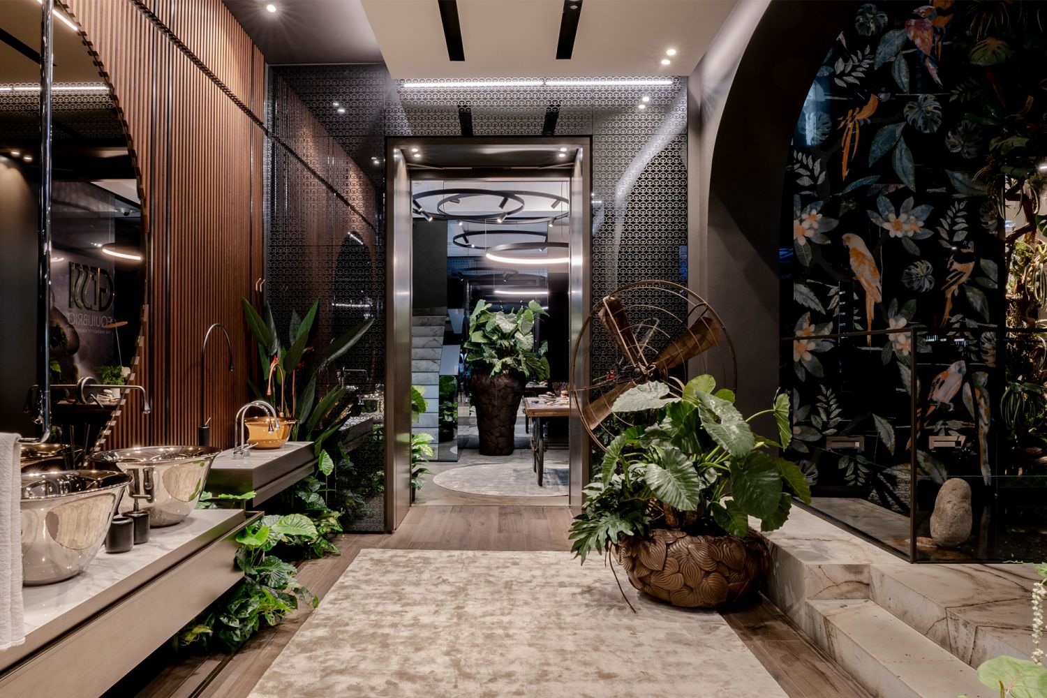Casa Gessi presents a striking setting for its range of bath and kitchen products