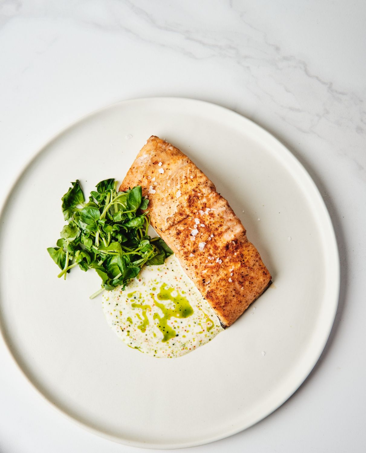 Alaskan king salmon with watercress and capers | Ember by Josh Boutwood