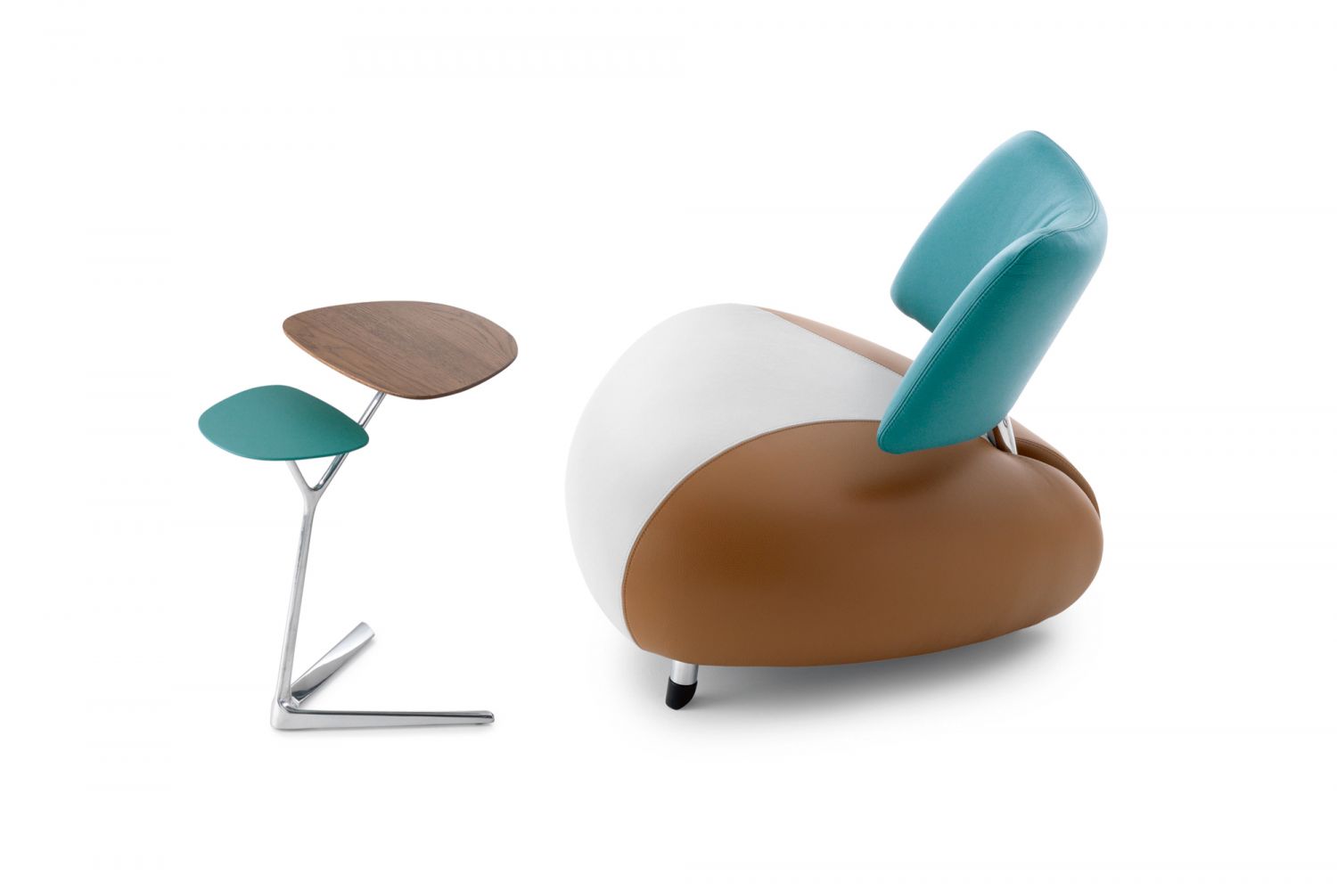 Leolux Pallone armchair by Roy de Scheemaker and Portello coffee table by Patrick Belli, both from P5 Studio