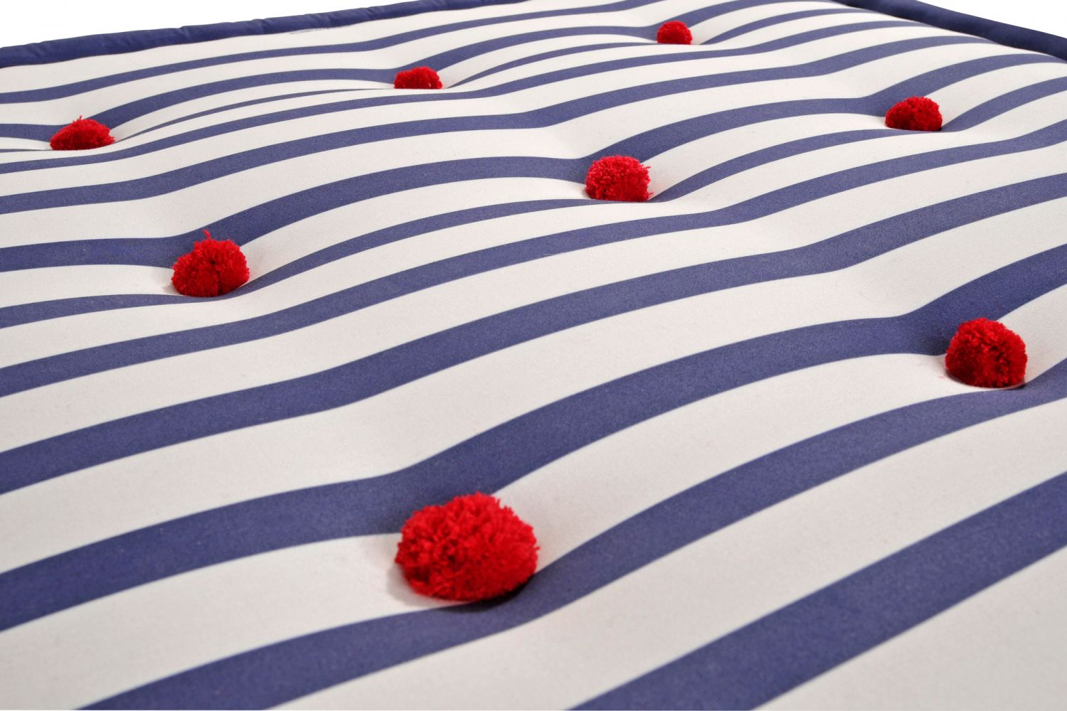 A close-up detail shot of Gaultier's fabric for the sofa