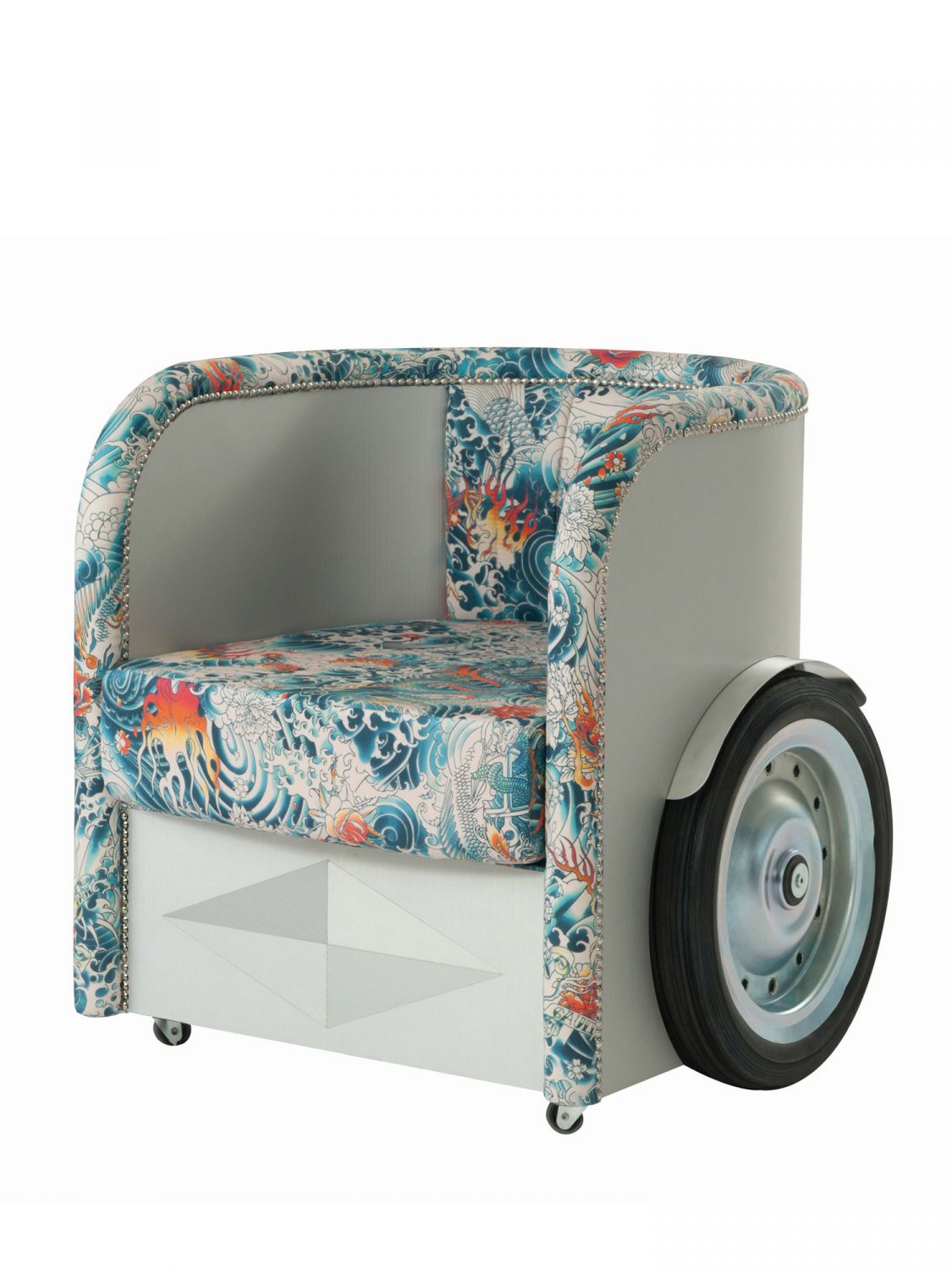 Gaultier updated the Ben Hur armchair with a vibrant fabric