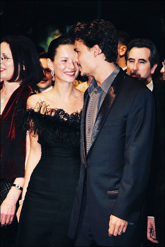 FRANCE - MAY 15:  Cannes 98: The Strairs of "Fear And Loathing In Las Vegas" In Cannes, France On May 15, 1998-Johnny Depp and Kate Moss.  (Photo by Pool BENAINOUS/DUCLOS/Gamma-Rapho via Getty Images)