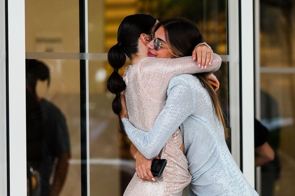 CANNES, FRANCE - MAY 22: (L-R) Kleofina Pnishi and Julia Sidi Atman are seen during the 75th annual Cannes film festival on May 22, 2022 in Cannes, France. (Photo by Edward Berthelot/GC Images)