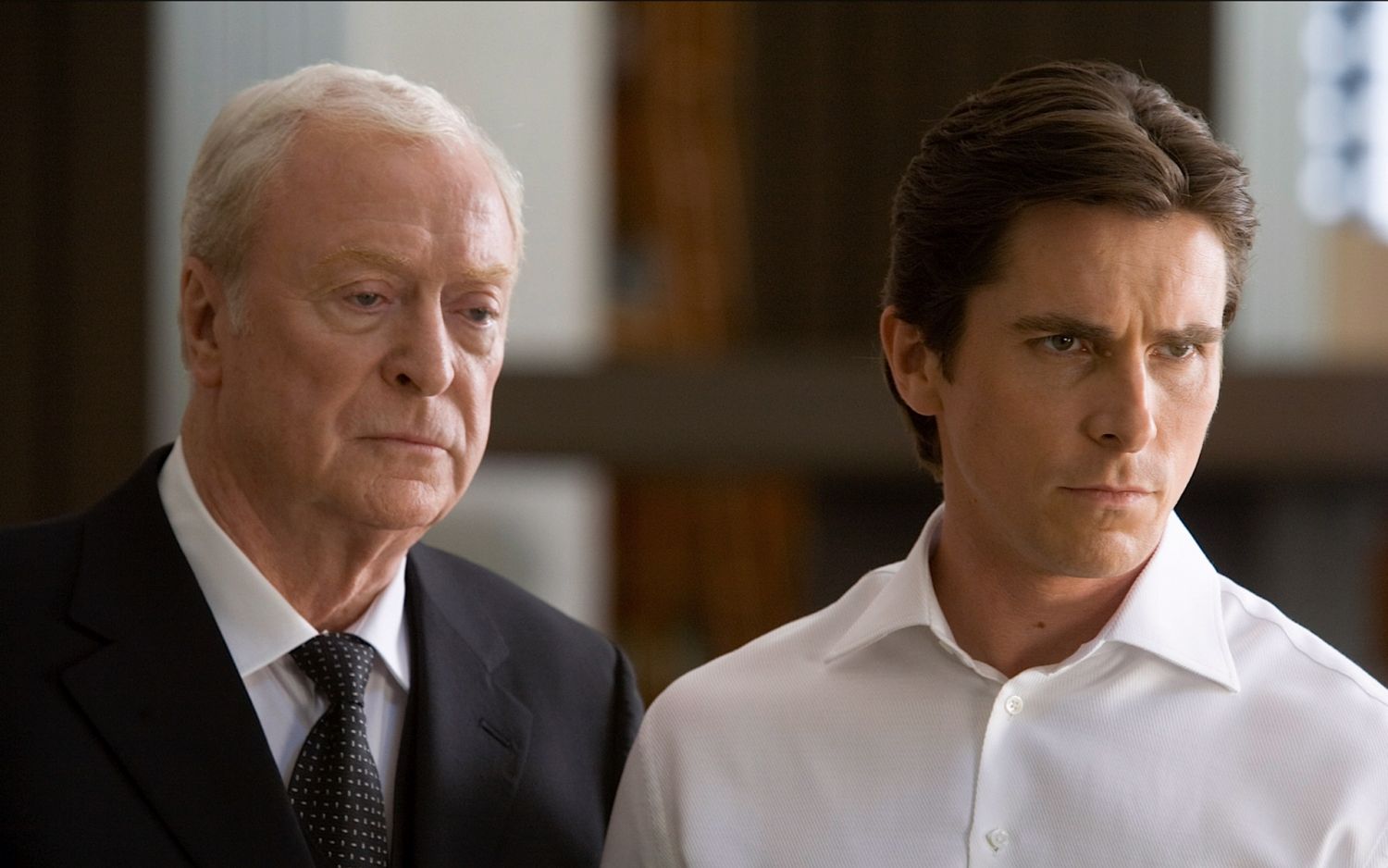 Michael Caine and Christian Bale in The Dark Knight (2008)