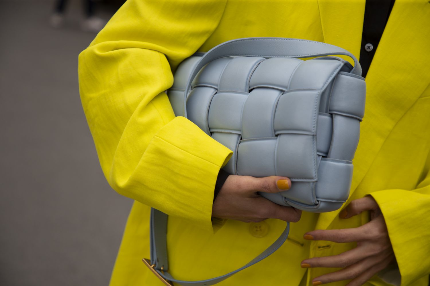 Mandatory Credit: Photo by Photoeventshd/Shutterstock (12833154ah)Street Style, bag detailGauchere show, Arrivals, Autumn Winter 2022, Paris Fashion Week, France - 03 Mar 2022