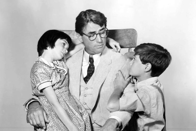 Left to right: Mary Badham, Gregory Peck and Philip Alford in To Kill A Mockingbird (1962)