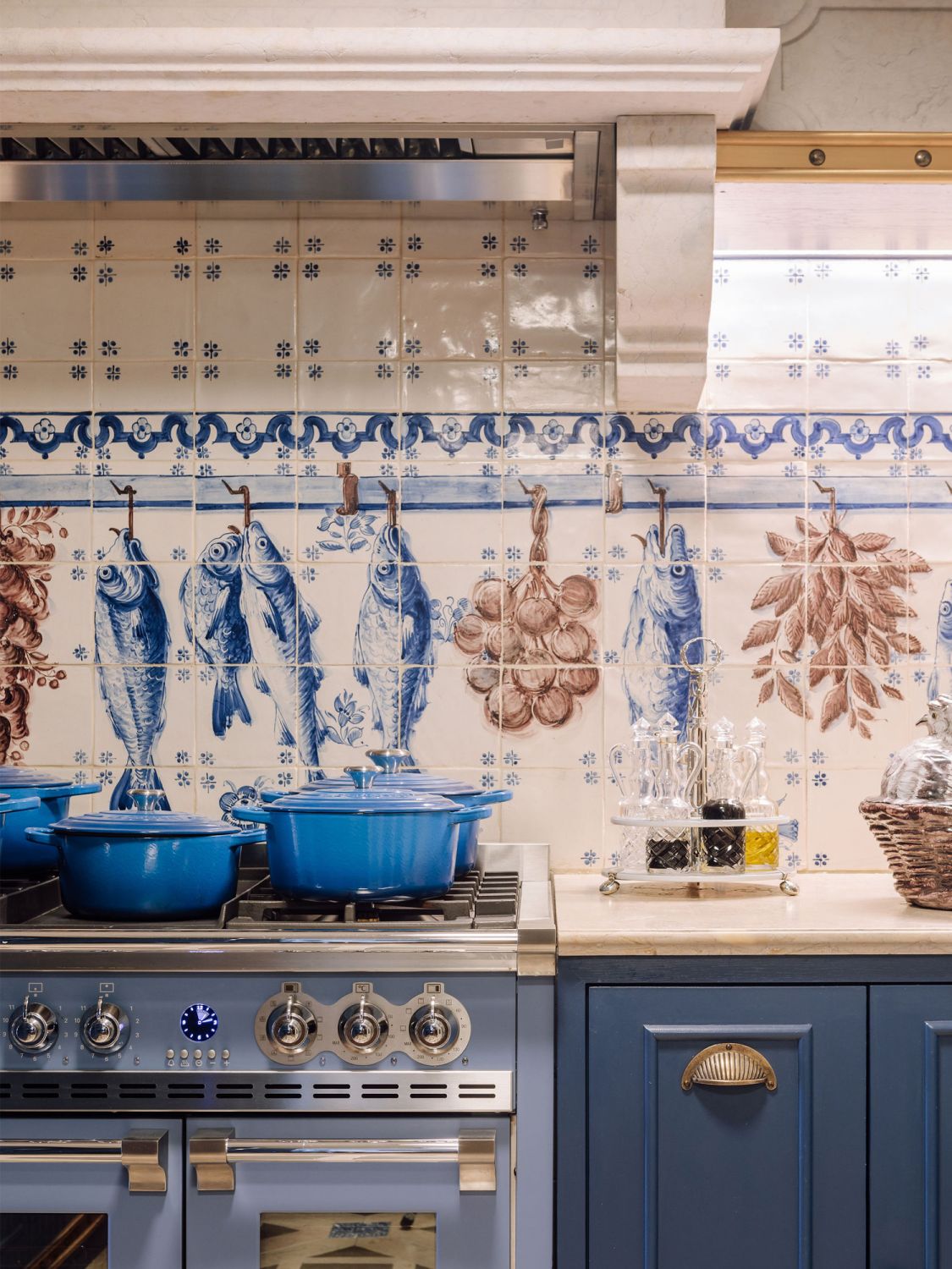 Portuguese tiles were handmade especially for the kitchen