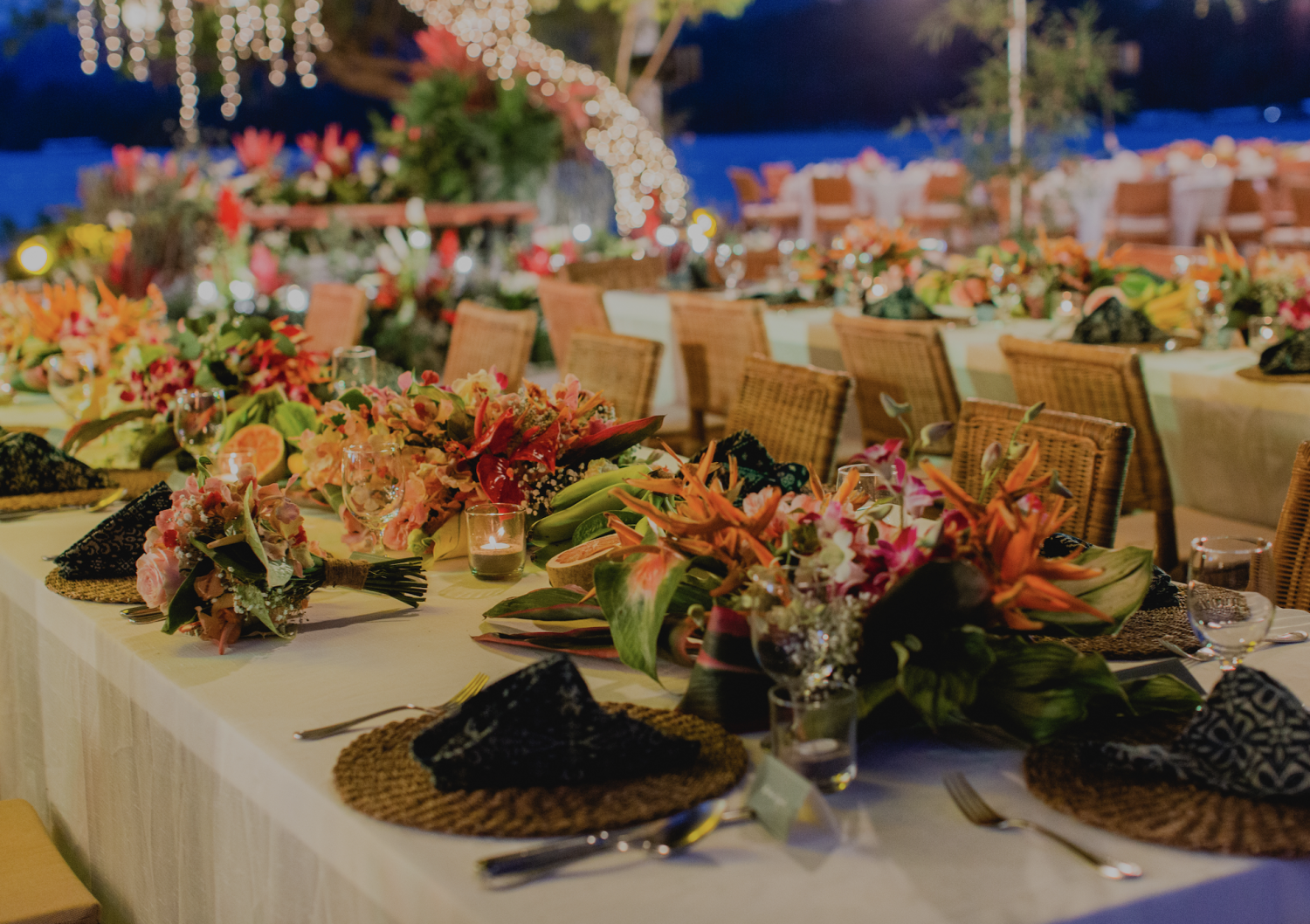 A tropical table setting at Malipano Island