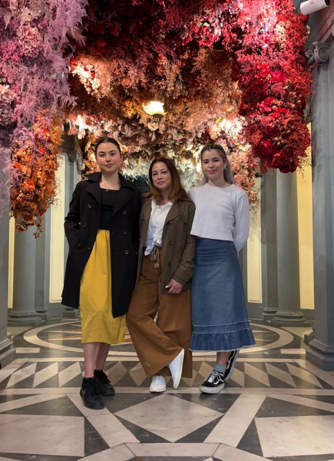 Bambina Olivares with daughters Jessica and Samantha in Florence, Italy