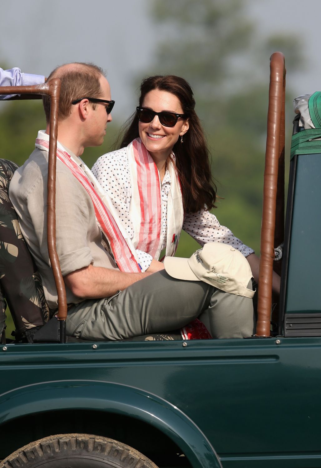 KAZIRANGA, ASSAM - APRIL 13: Catherine, Duchess of Cambridge and Prince William, Duke of Cambridge prepare to leave on a safari in Kaziranga National Park on day 4 of the royal visit to India and Bhutan on April 13, 2016 in Kaziranga, India. The Duke and Duchess of Cambridge are on a week-long tour of India and Bhutan taking in Mumbai, Delhi, Assam, Bhutan and Agra. (Photo by Chris Jackson/Getty Images)