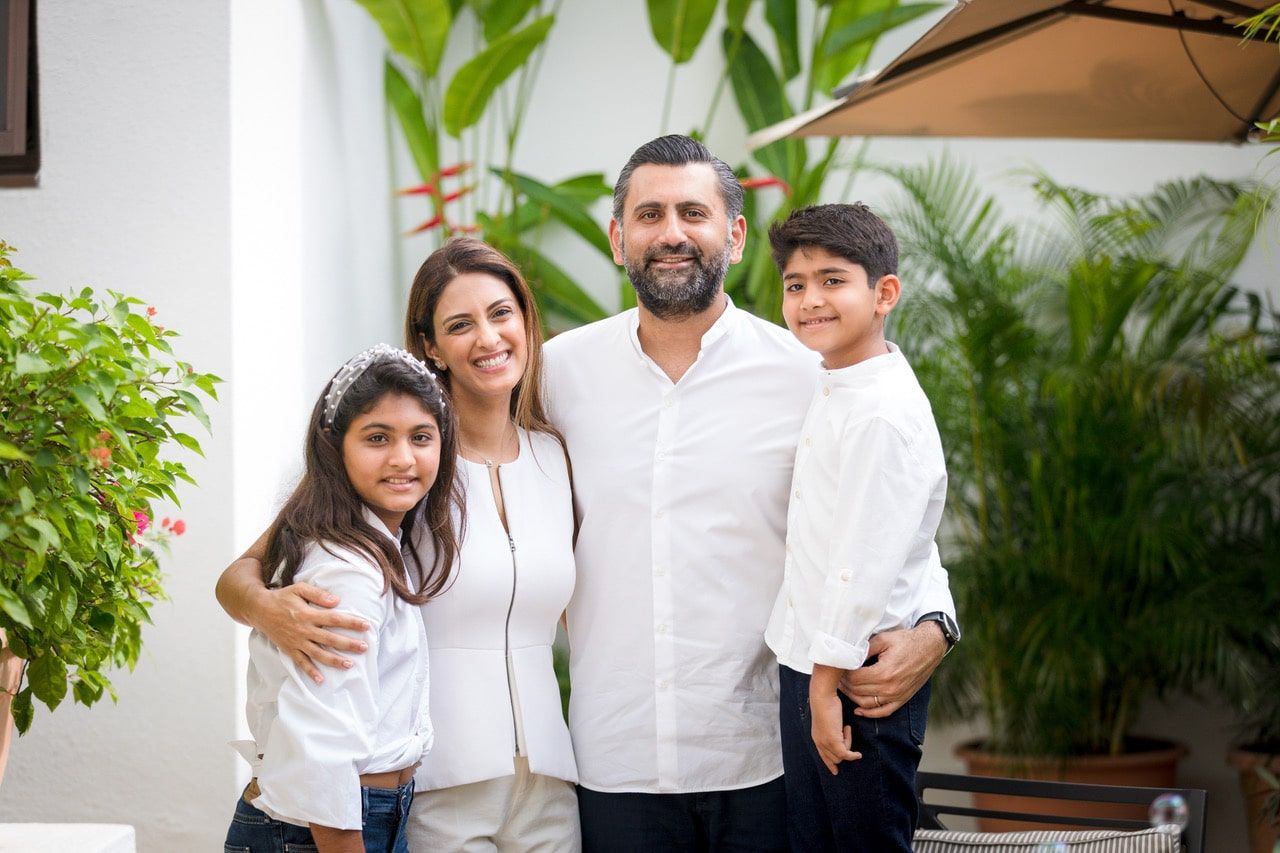 Ashish Manchharam with his wife Shireena Manchharam and two children in Singapore
