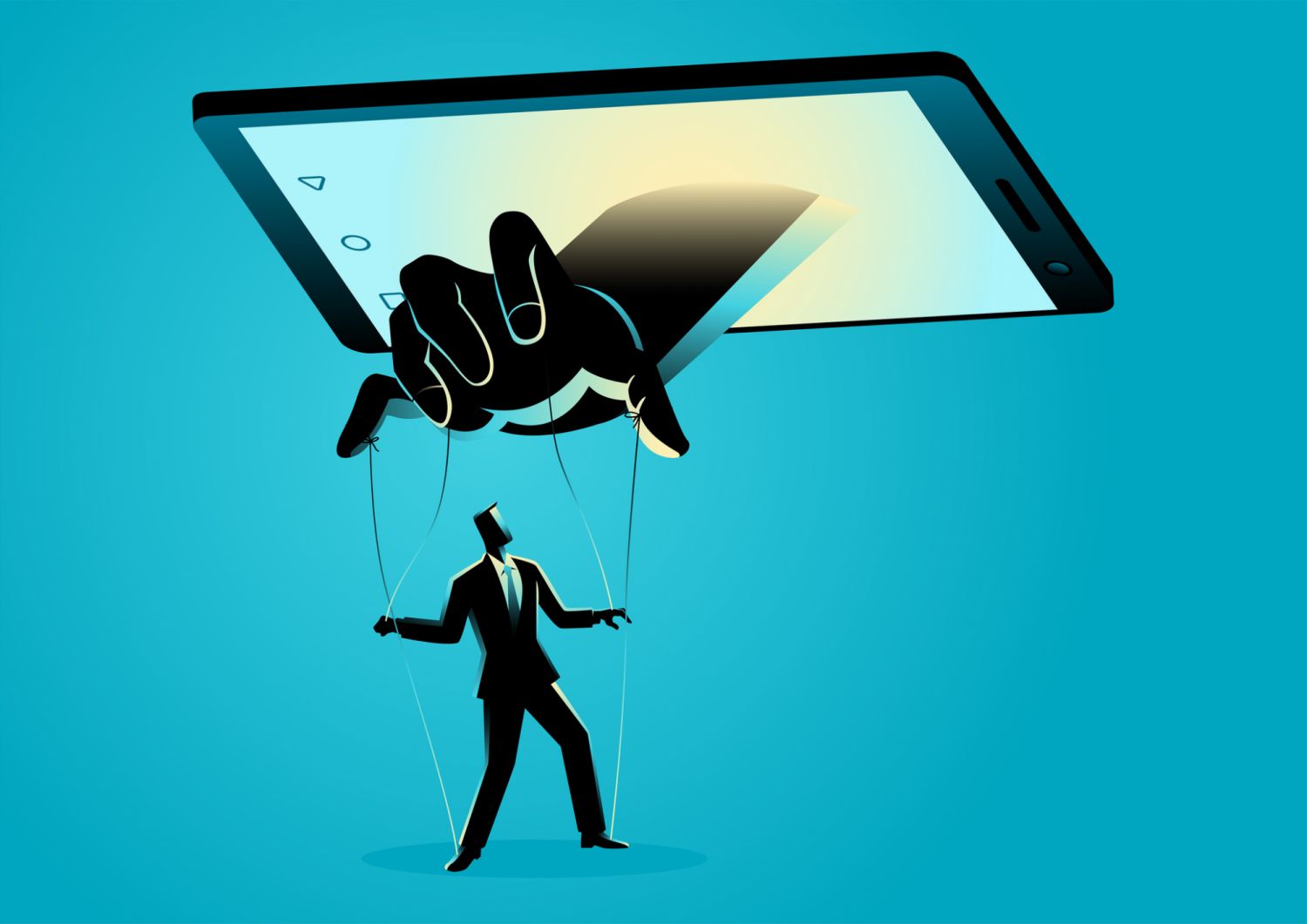 Vector illustration of smart phone controlling man. Social media, gadget, technology dependency concept (Photo: Getty Images)