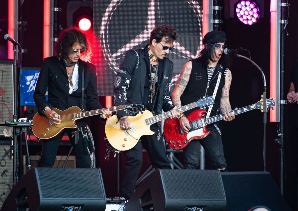 LOS ANGELES, CA - JUNE 12: Joe Perry and Johnny Depp are seen performing with his band 'Hollywood Vampires' at 'Jimmy Kimmel Live' on June 12, 2019 in Los Angeles, California. (Photo by RB/Bauer-Griffin/GC Images)