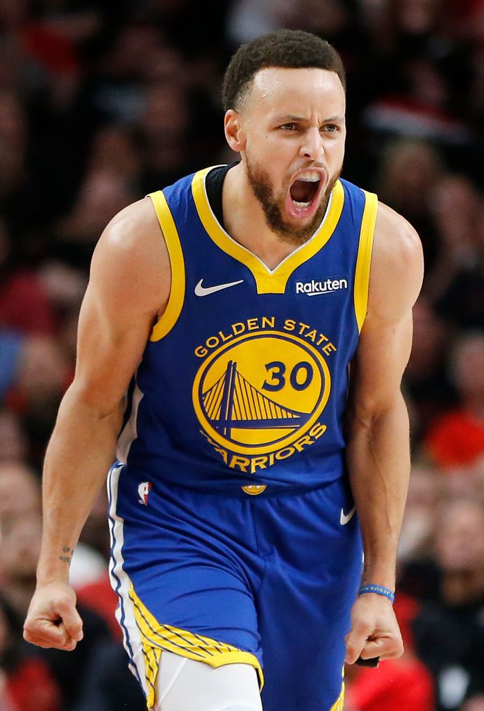 PORTLAND, OREGON - MAY 18: Stephen Curry #30 of the Golden State Warriors reacts during the second half against the Portland Trail Blazers in game three of the NBA Western Conference Finals at Moda Center on May 18, 2019 in Portland, Oregon. NOTE TO USER: User expressly acknowledges and agrees that, by downloading and or using this photograph, User is consenting to the terms and conditions of the Getty Images License Agreement. (Photo by Jonathan Ferrey/Getty Images)