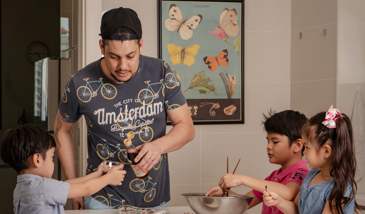 Ramsey cooking with Zion, Soma, and Mana (Photo: Jeff Ramsey)