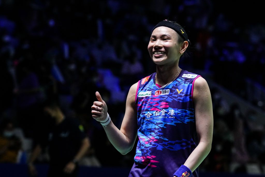 JAKARTA, INDONESIA - JUNE 15: Tai Tzu Ying of Chinese Taipei competes in the Women's Singles First Round match against Yeo Jia Min of Singapore on day two of the Indonesia Open at Istora Senayan on June 15, 2022 in Jakarta, Indonesia. (Photo by Shi Tang/Getty Images)