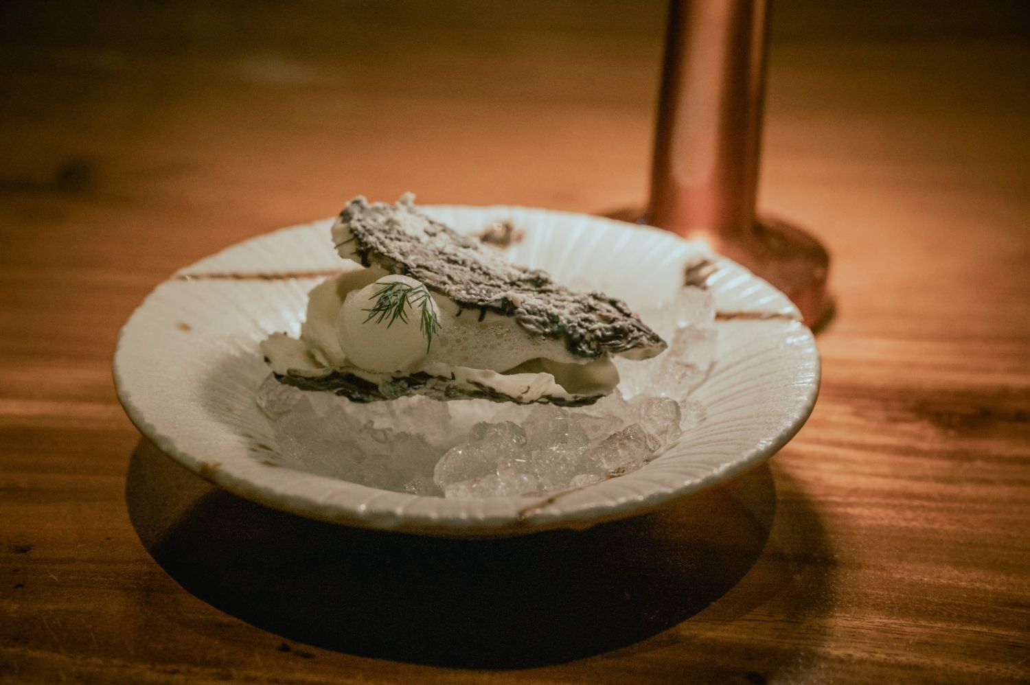 The 'Pearl Digger' is an artistic dessert made of Manuka honeycomb, vanilla mascarpone with meringue and sesame malto