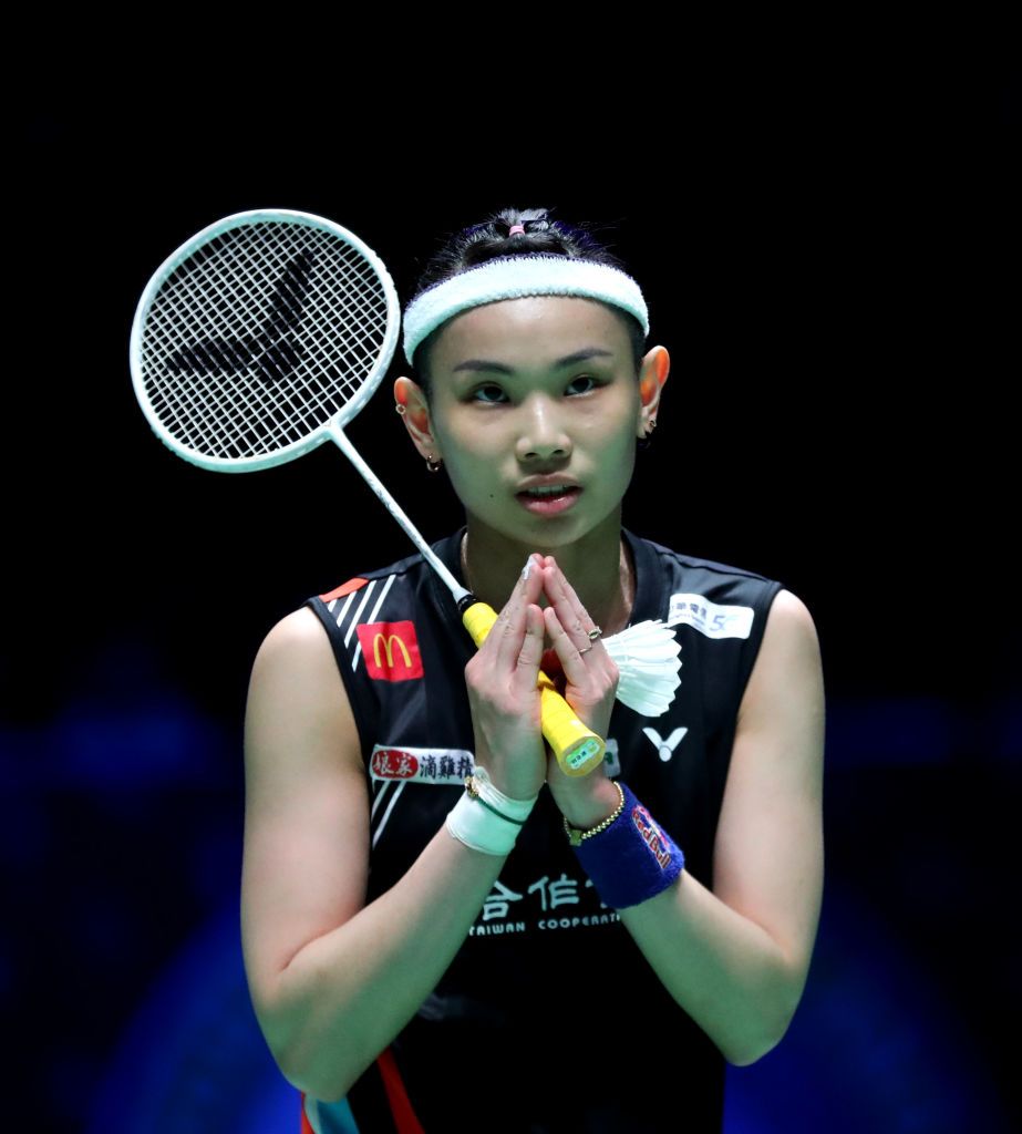 BIRMINGHAM, ENGLAND - MARCH 18: Tai Tzu Ying of Chinese Taipei reacts as she wins the Women's Singles quarter final match against Nozomi Okhara of Japan on day three of the YONEX All England at Utilita Arena Birmingham on March 18, 2022 in Birmingham, England. (Photo by Morgan Harlow/Getty Images)