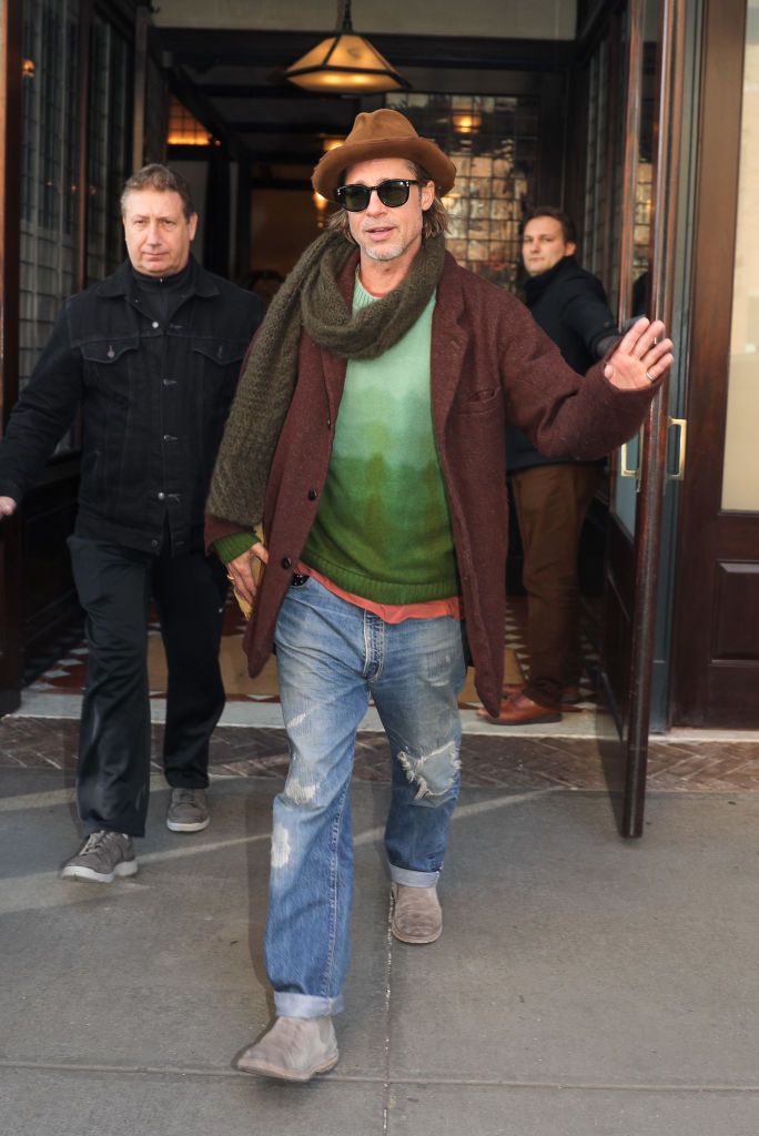 NEW YORK, NY - JANUARY 09: Brad Pitt is seen on January 09, 2020 in New York City. (Photo by Jose Perez/Bauer-Griffin/GC Images)