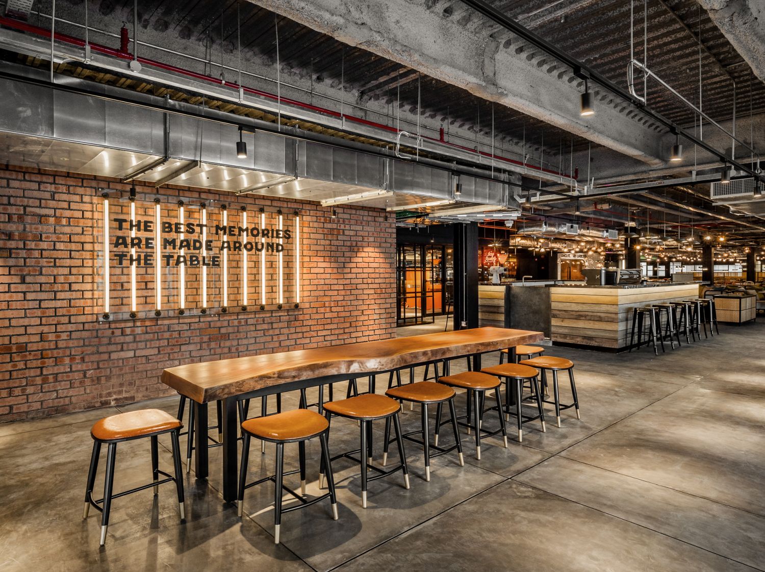 The communal table for foodies to gather around and enjoy the one of a kind experience.
