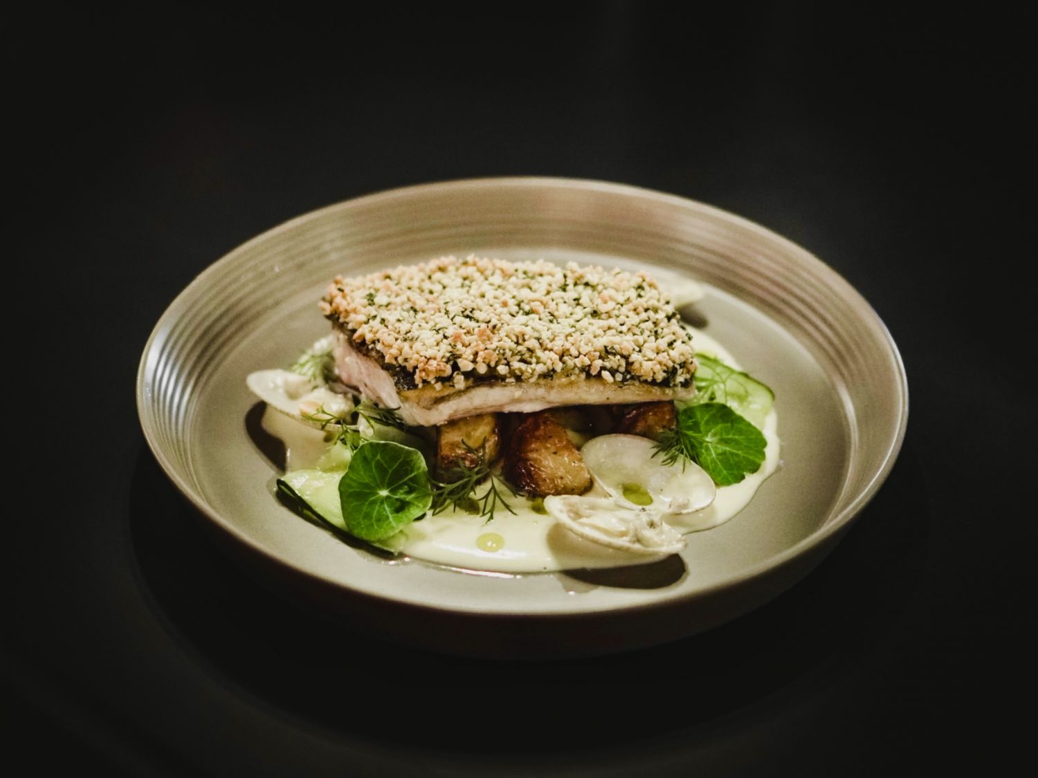 Mabel's almond crusted sea bass