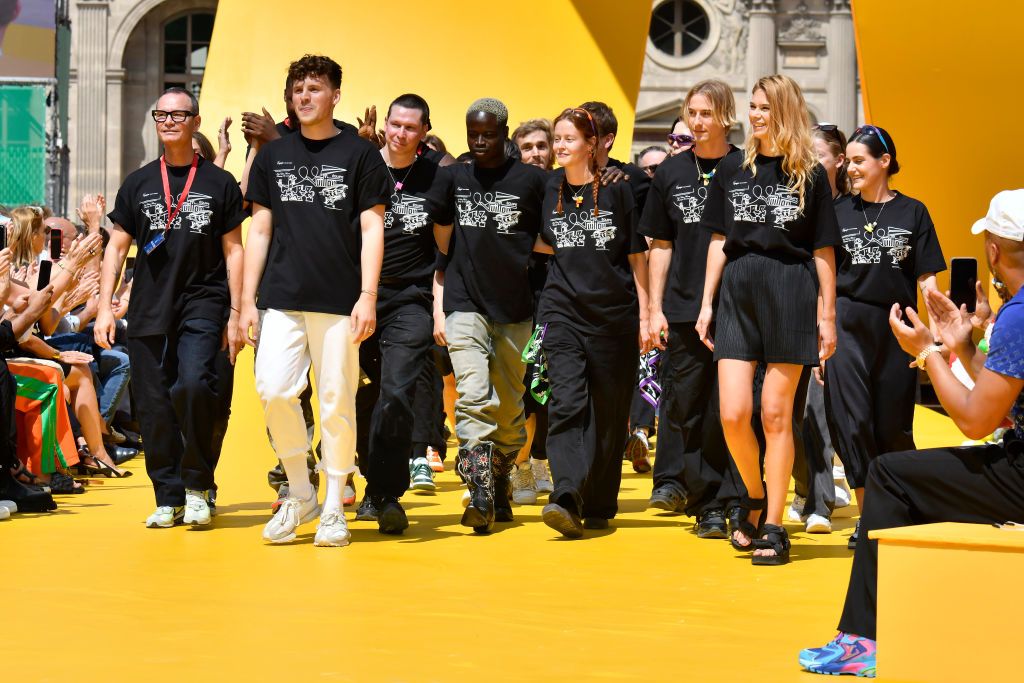 PARIS, FRANCE - JUNE 23: Louis Vuitton designers studio walk the runway during the Vuitton Ready to Wear Spring/Summer 2023 fashion show as part of the Paris Men Fashion Week on June 23, 2022 in Paris, France. (Photo by Victor VIRGILE/Gamma-Rapho via Getty Images)