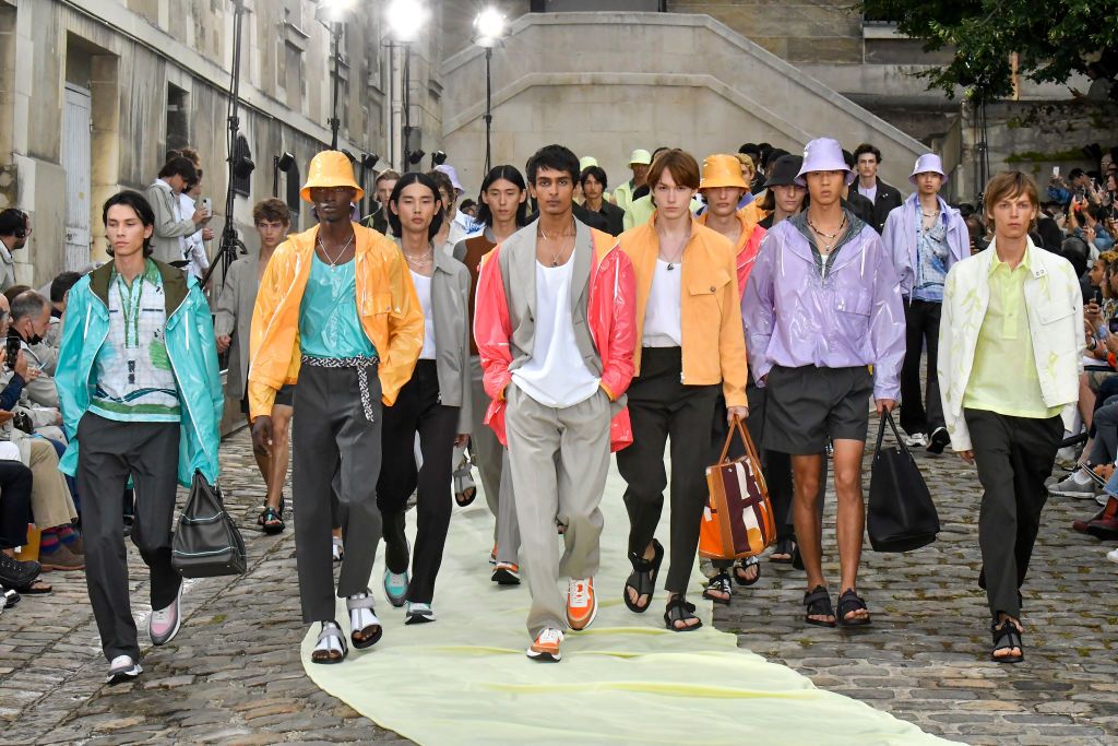 PARIS, FRANCE - JUNE 25: A model walks the runway during the Hermes Ready to Wear Spring/Summer 2023 fashion show as part of the Paris Men Fashion Week on June 25, 2022 in Paris, France. (Photo by Victor VIRGILE/Gamma-Rapho via Getty Images)