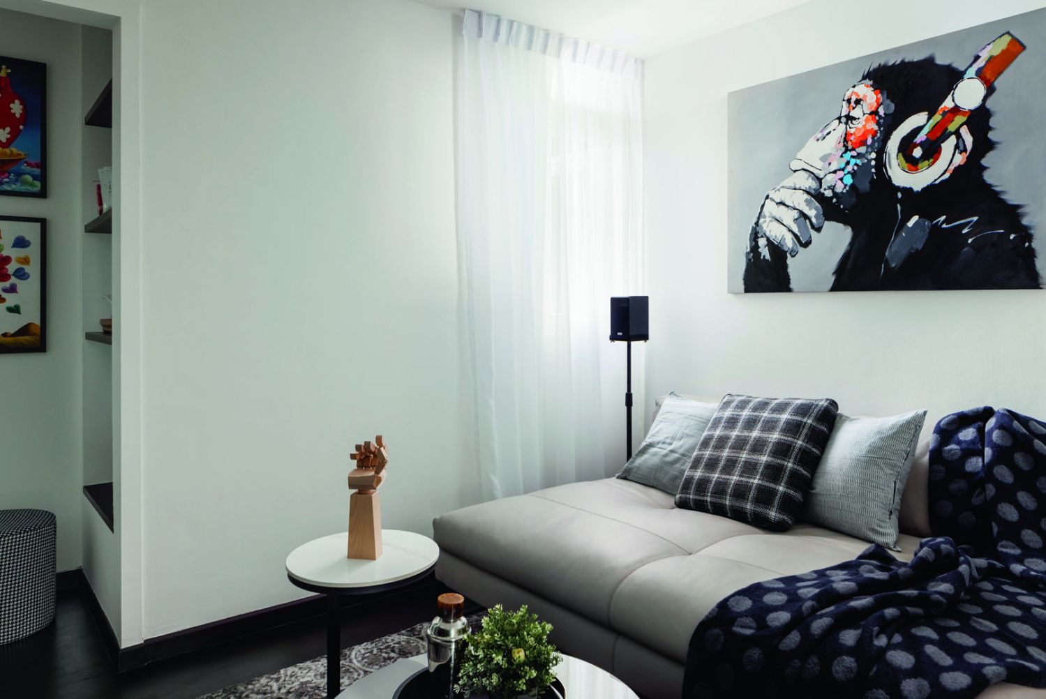 The neutral palette continues throughout the interior