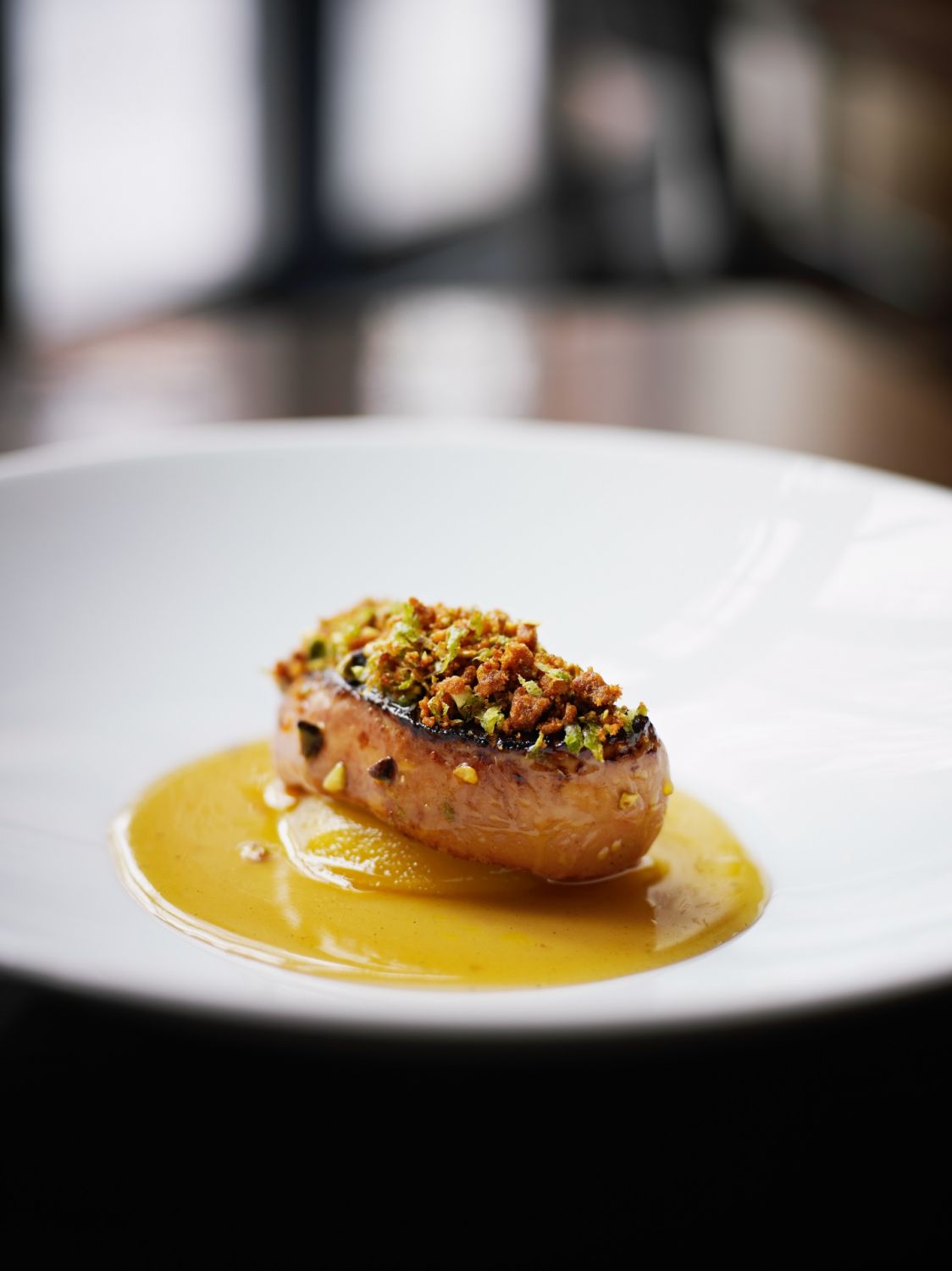 Seared foie gras, compressed apple, long pepper brittle, lime zest (Thomas Barwick / Getty Images)