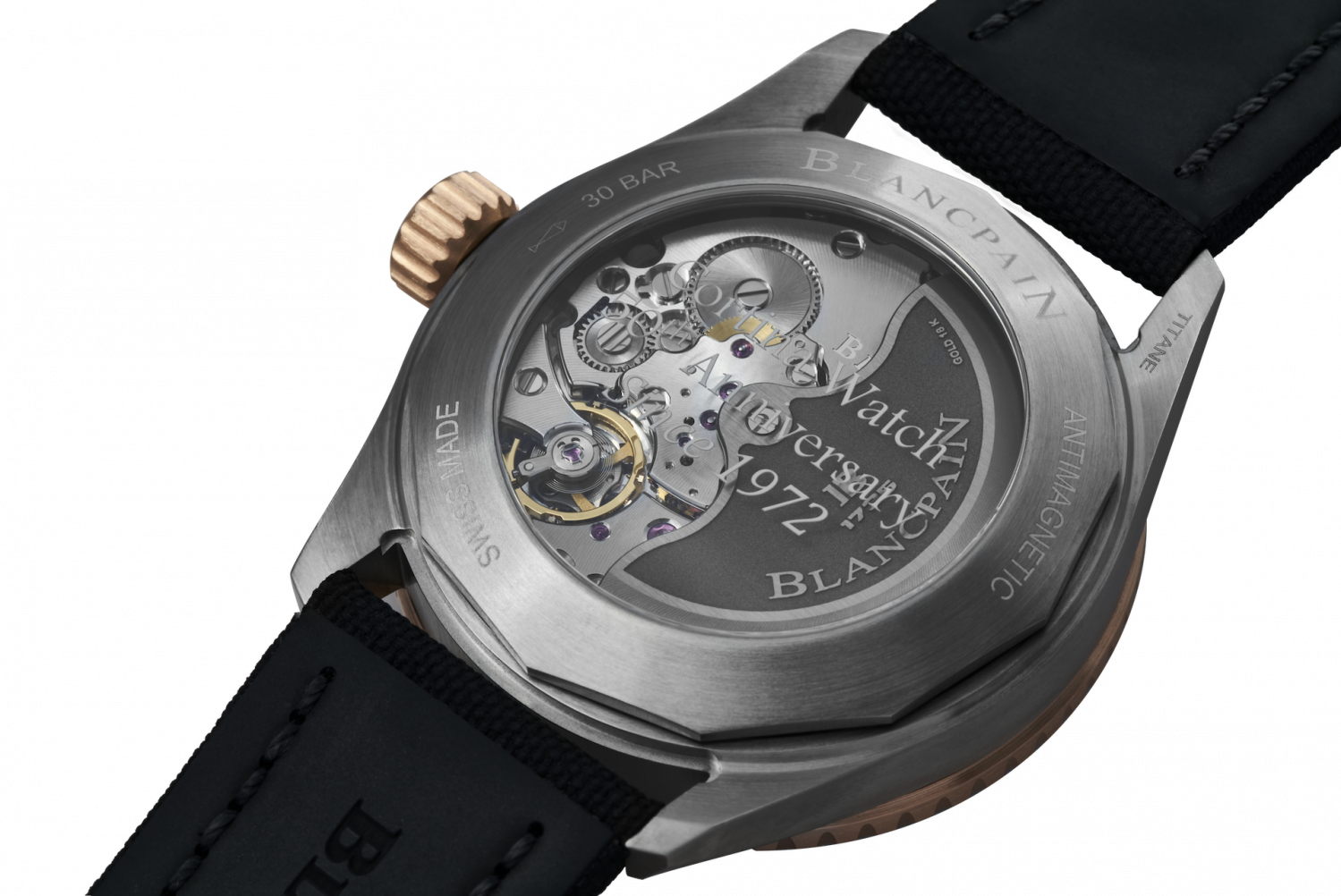 The sapphire crystal caseback is printed with the words "Cortina Watch 50th Anniversary Since 1972"