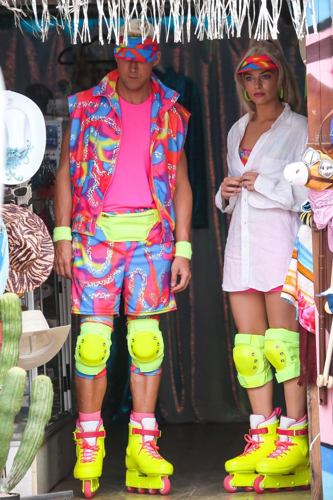 LOS ANGELES, CA - JUNE 28: Ryan Gosling and Margot Robbie are seen on the set of the movie 'Barbie' on June 28, 2022 in Los Angeles, California. (Photo by Bellocqimages/Bauer-Griffin/GC Images)