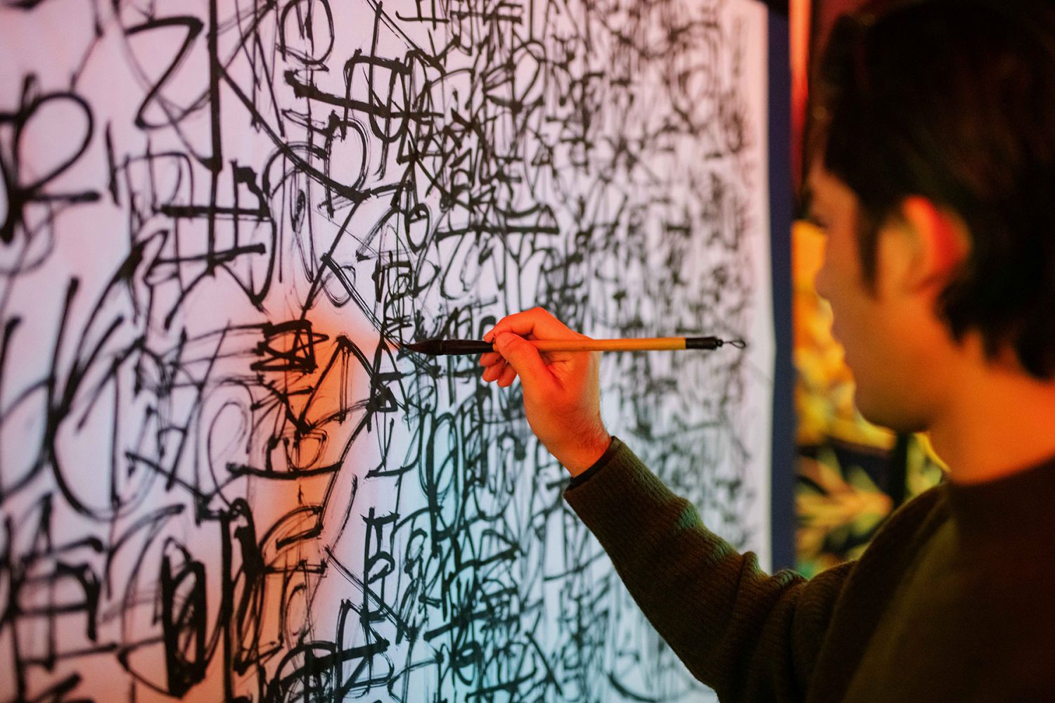 The calligrapher in action