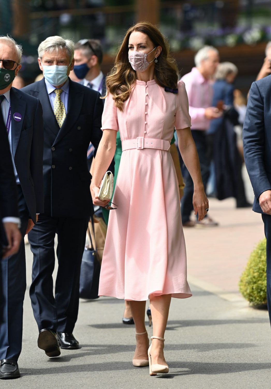 LONDON, ENGLAND - JULY 11: Michael Middleton and Catherine, Duchess of Cambridge attend day 13 of the Wimbledon Tennis Championships at All England Lawn Tennis and Croquet Club on July 11, 2021 in London, England. (Photo by Karwai Tang/WireImage)
