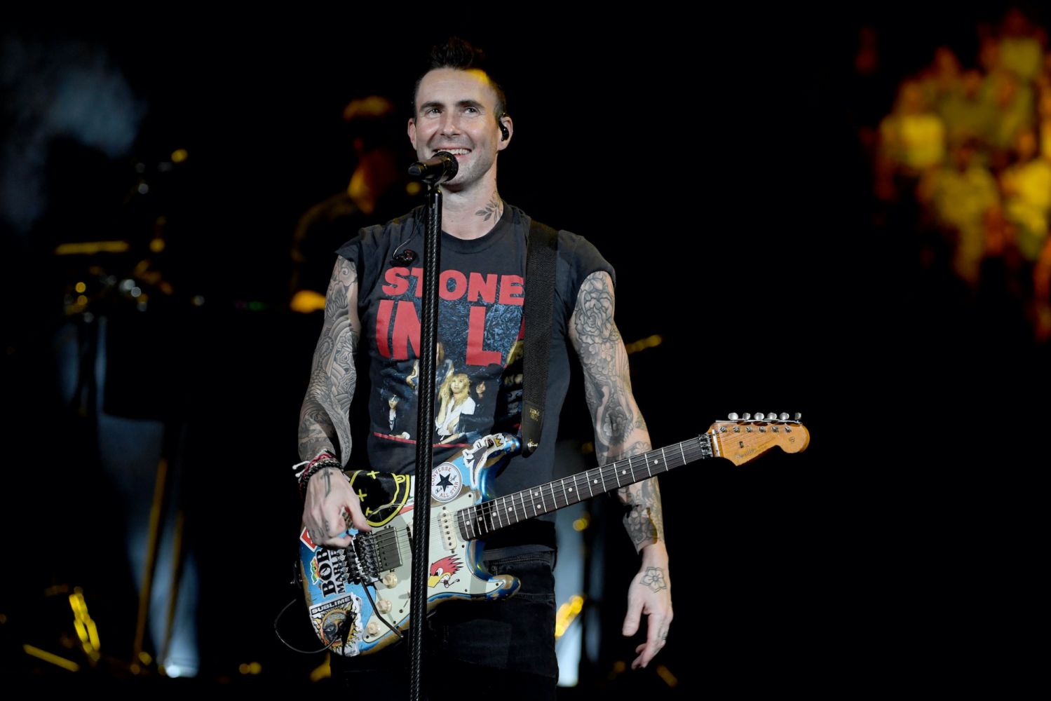 MIAMI, FLORIDA - FEBRUARY 01: Adam Levine with Maroon 5 performs onstage during the Bud Light Super Bowl Music Fest on February 01, 2020 in Miami, Florida. (Photo by Kevin Winter/Getty Images for Bud Light Super Bowl Music Fest)