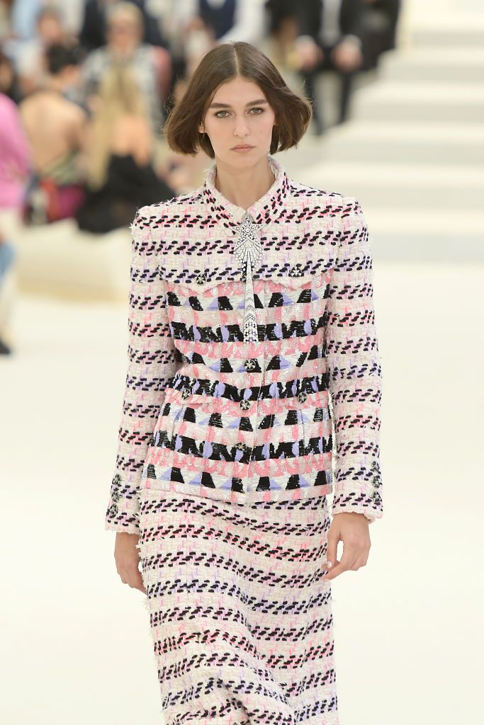 PARIS, FRANCE - JULY 05: (EDITORIAL USE ONLY - For Non-Editorial use please seek approval from Fashion House) A model walks the runway during the Chanel Haute Couture Fall Winter 2022 2023 show as part of Paris Fashion Week on July 05, 2022 in Paris, France. (Photo by Dominique Charriau/WireImage)