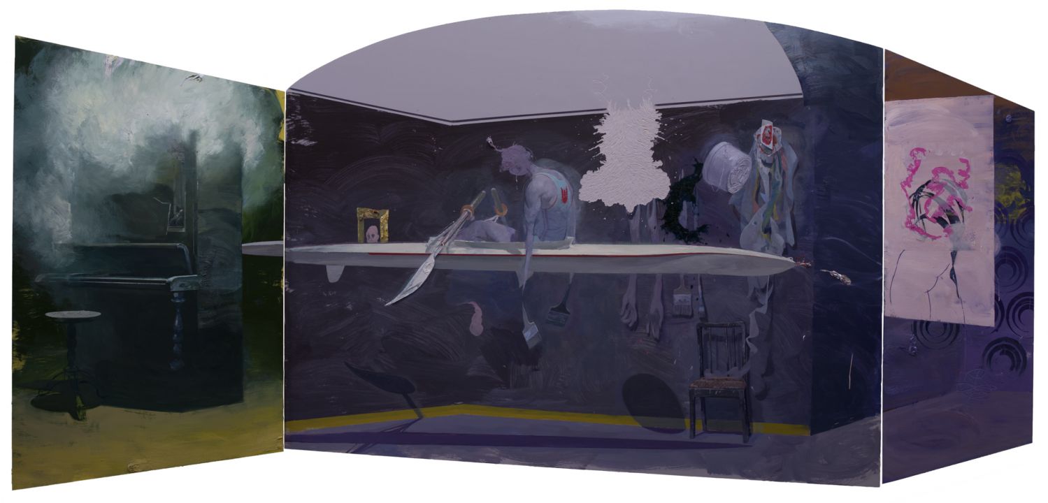 State of the Art 2015Ãl und Collage auf Linoleum200 x 434 cm