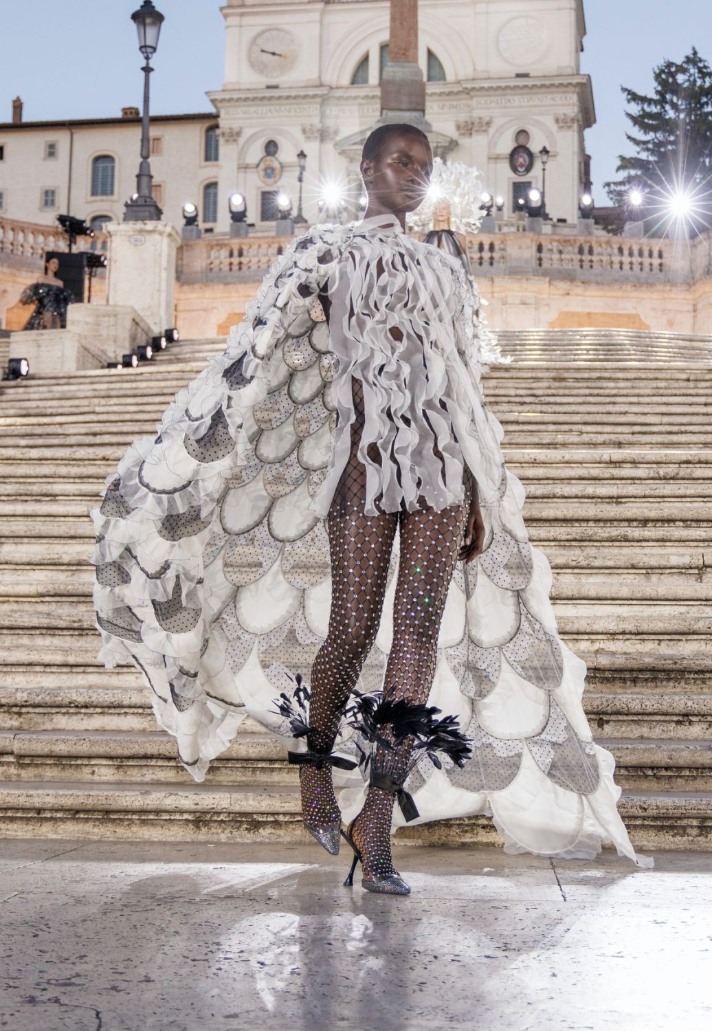 Model on the catwalk at the Valentino Fashion show in Rome, Fall Winter 2022, Haute Couture Fashion Week